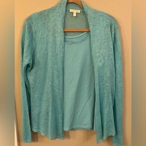 Beautiful two piece sweater set by Eileen fisher, teal